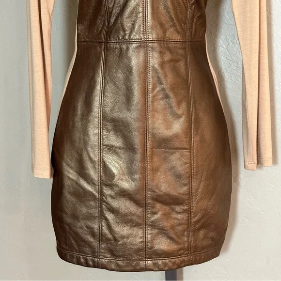Brown Faux Leather Dress - Picture 3 of 8
